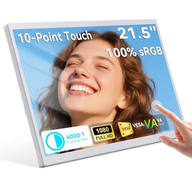 21.5 Inch Portable Touchscreen Monitor, 1080P Computer Touch Screen w/VESA Stand Touch PC Display, 75Hz, Multi-Touch Monitor, DC HDMI & USBC for Phones PC Phone Business