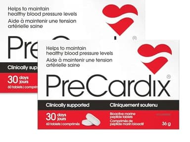 Clinically Proven Non-Prescription Blood Pressure Supplement by PreCardix (60 Day Supply) | Made in Canada Bioactive Marine Peptide Supplement | Maintain Healthy Blood Pressure (Pack of 2)
