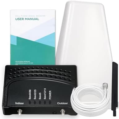 Cell Phone Signal Booster for Band 66/2/4/5/12/17/13/25 | Boost 4G Data Signal | 70dB Cellular Repeater with High Gain Antennas | ISED Approved (2500sqft)