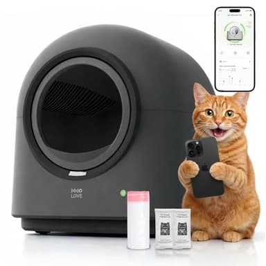 Self Cleaning Cat Litter Box Automatic HHOLOVE with 360 Safety Sensors, Odor Control, Real-Time Health & Weight Monitor, Ultra-Quiet, 60L Large Capacity for Multiple Cats, 2026 Ver. Midnight Grey