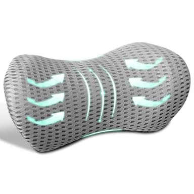 Lumbar Support Pillow, Memory Foam Lumbar Pillow for Lower Back Pain Relief, Back Support Pillow for Office Chair, Car Seat, Bed, Drivers (Gray)