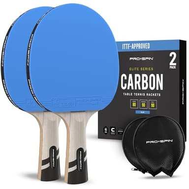 PRO-SPIN Ping Pong Paddles – ITTF Approved Professional Table Tennis Rackets with Carbon Fibre for Superior Control | 7-Ply Blade, Premium Rubber, 2.0mm Sponge (Blue, 2-Pack)