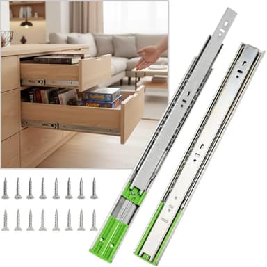 16 inch Drawer Slides Soft-Close Full Extension Side Mount Ball Bearing 3-Section Drawer Slide Set 1 Pair