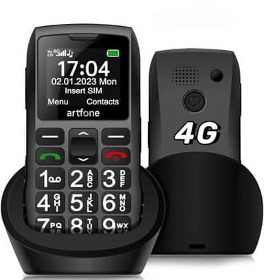 4G Mobile Phone for The Elderly with Big Button, LTE Unlocked Easy to Use Basic Senior Phone with SOS Function,Loud Volume,1800 mAh,Single SIM Slot,Charging Dock and Flashlight (Black)