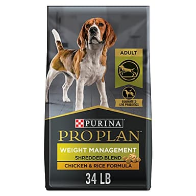 Purina Pro Plan Weight Management Dry Dog Food, Shredded Blend Chicken & Rice - 15.4 kg Bag (1 Pack)