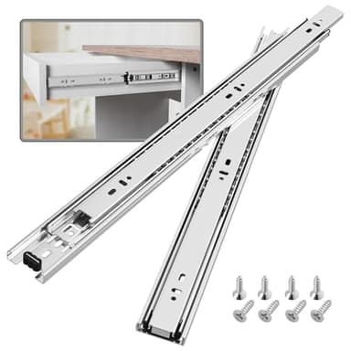BAIDICE 1 Pair Full Extension Ball Bearing Drawer Slides 8 10 12 14 16 18 20 22 24 Inch 100 LB Load Capacity Side Mount File Cabinet Rails Dresser (Sliver, 14 inch)