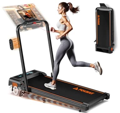 Treadmill, FOUSAE 5 in 1 Foldable 7.5 MPH Treadmill for Home with App Compatible, 12 Programes, Powerful 2.75 HP Brushless Motor Walking Pad with 10% Incline, Magnetic Remote Control Double Operation