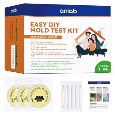 anlab™Mold Test Kit for Home - Do It Yourself Home Mold Detector | Test HVAC System | Home Surfaces | Indoor Air Quality Testing Kit - Identification Guide Included - Sealed Separately (Items of 3)