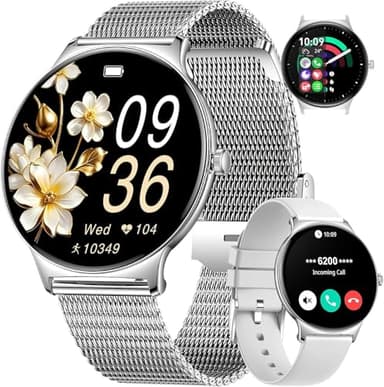 Smart Watch for Women Ultra-Thin with AMOLED Screen Bluetooth Call Women's Fashion Smartwatch IP68 Waterproof with Sleep/Pedometer 100+ Sport Modes Fitness Tracker for Android iOS