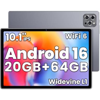 2026 Android16 Tablet with Gemini AI, 20GB+1TB Expand, 10.1 inch Tablet,Octa-core CPU, Dual Camera, WiFi6, 6000mAh,Widevine L1, Split Screen, Family & Work (Gray)