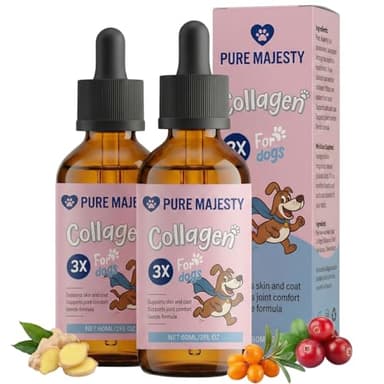 Pure Majesty Pets Vet-Strenght Collagen for Dogs and Cats - 3 Types I, II, III - (A Canadian Brand) Premium Liquid Dog Collagen, Support for Skin & Joints & Gut, Liquid Hip and Joint Supplement
