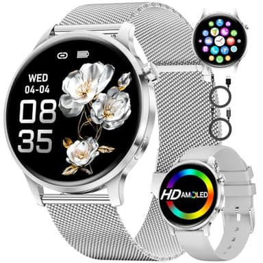 Smart Watch for Women(Make/Answer Call), 1.32" AMOLED Display Elegant Smartwatch Ladies with 2 Straps, Activity Trackers, 100+ Sports Modes, Heart Rate/Sleep Trackin,IP68 Digital Watch for Android iOS