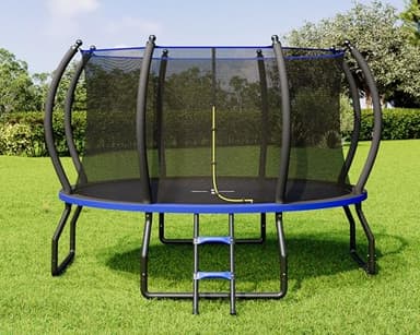 Jocisland 8FT 10FT 12FT 14FT 16FT Outdoor Trampoline for Kids and Adults, Recreational Trampolines with Enclosure Net and Ladder, Quick Connect Frame, ASTM Approval