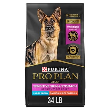 Purina Pro Plan Large Breed Dry Dog Food, Sensitive Skin & Stomach Salmon & Rice - 15.4 kg Bag (1 Pack)