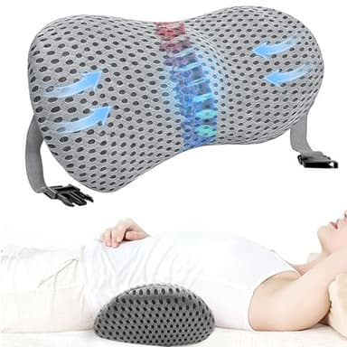 Lumbar Pillow, Memory Foam Back Support Cushion, Suitable for Office Chairs, Travel, Airplanes, Car Seats, Back Support Pillow for Relieving Lower Back Pain, Designed for Sleep (Gray)