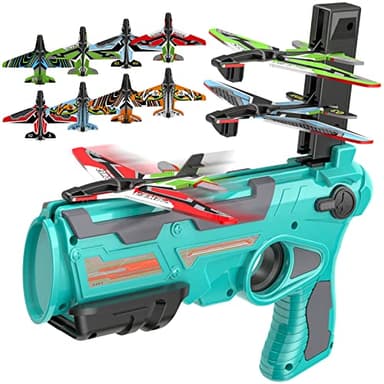 Outdoor Toys for Kids Ages 4-8, Catapult Airplane with 8 pcs Glider Plane,Boys Toys Age 6-8 with One-Click Ejection Airplane Game, Gifts for 4-8 Years Old Boys