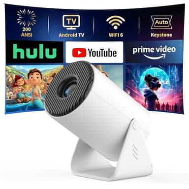 【Built-in Apps | Electric Focus】 TMY Mini Projector with Upgraded HiFi Speaker, Portable 1080P Projector with Auto Keystone, 270°Rotation Outdoor Projector Compatible with Smartphone