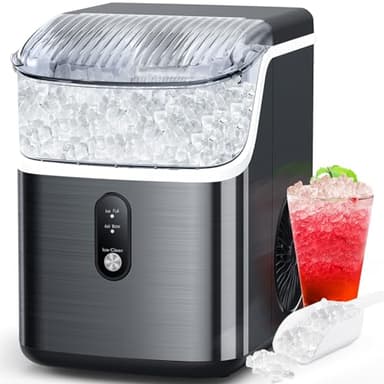 COWSAR Nugget Ice Makers Countertop, Soft Chewable Crushed Ice Maker Machine, Portable Pebble Ice Maker Countertop, 34Lbs/Day, Self-Cleaning, One-Button Operation Ice Machine for Home,Kitchen (Black)