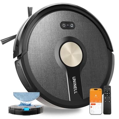 uninell UR1 Robot Vacuums and Mop Combo, 5000Pa Robotic Vacuum,180mins Runtime Vacuum Robot with App/Remote/Alexa Control, Ideal for Hard Floor/Carpet/Pet Hair, Schedule Clean