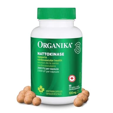 Organika Nattokinase 2000 FU Cardiovascular Support – High-Potency, Heart & Blood Circulation Supplement– One Capsule per Day, Non-GMO, Vegan, Gluten-Free – 90vcaps