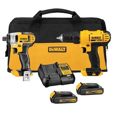 DEWALT 20V Max Cordless Drill Combo Kit, 2-Tool (DCK240C2),Yellow/Black Drill Driver/Impact Combo Kit