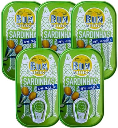 Sardines in Olive Oil, 120 g Cans (Pack of 5) – Product of Portugal – Wild Caught Fish, Source of Omega-3