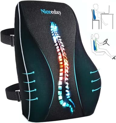 Lumbar Support Pillow for Office Chair Car Lumbar Pillow Lower Back Pain Relief Memory Foam Back Cushion with 3D Mesh Cover Gaming Chair Back Pillow Ergonomic Orthopedic Back Rest for Wheelchair Desk
