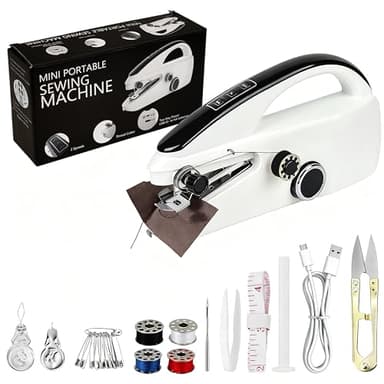Heodauim Handheld Sewing Machine, Portable Mini Dual Speed Hand Sewing Machine for Beginners, Adults, Clothes, DIY, Home, Travel