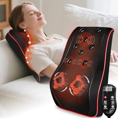 Back Massager with Heat, Back & Neck Massager Shiatsu Vibration Massage, 20 Nodes 3D Kneading Massage Pillow for Neck Shoulder Legs Pain Relief, Gift for Women Men Mom Dad at Home Office Use