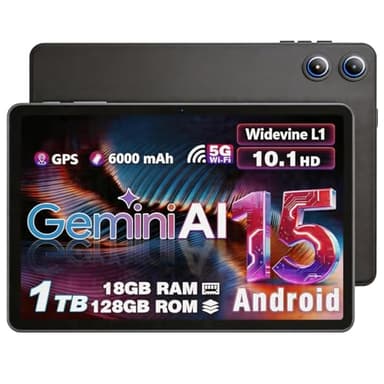 Android Tablet 10 Inch with Octa-Core Processor, 18GB RAM 128GB ROM 1TB Expandable, 1280x800 HD IPS Display, 6000mAh 7H, Widevine L1, GPS, 5G WiFi, BT5.0, 5MP+8MP Dual Camera